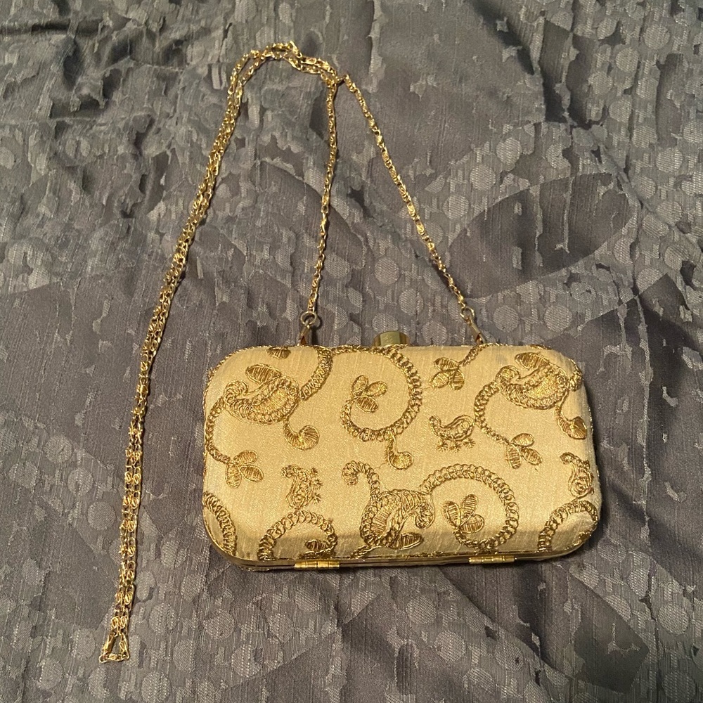 Gold clutch purse